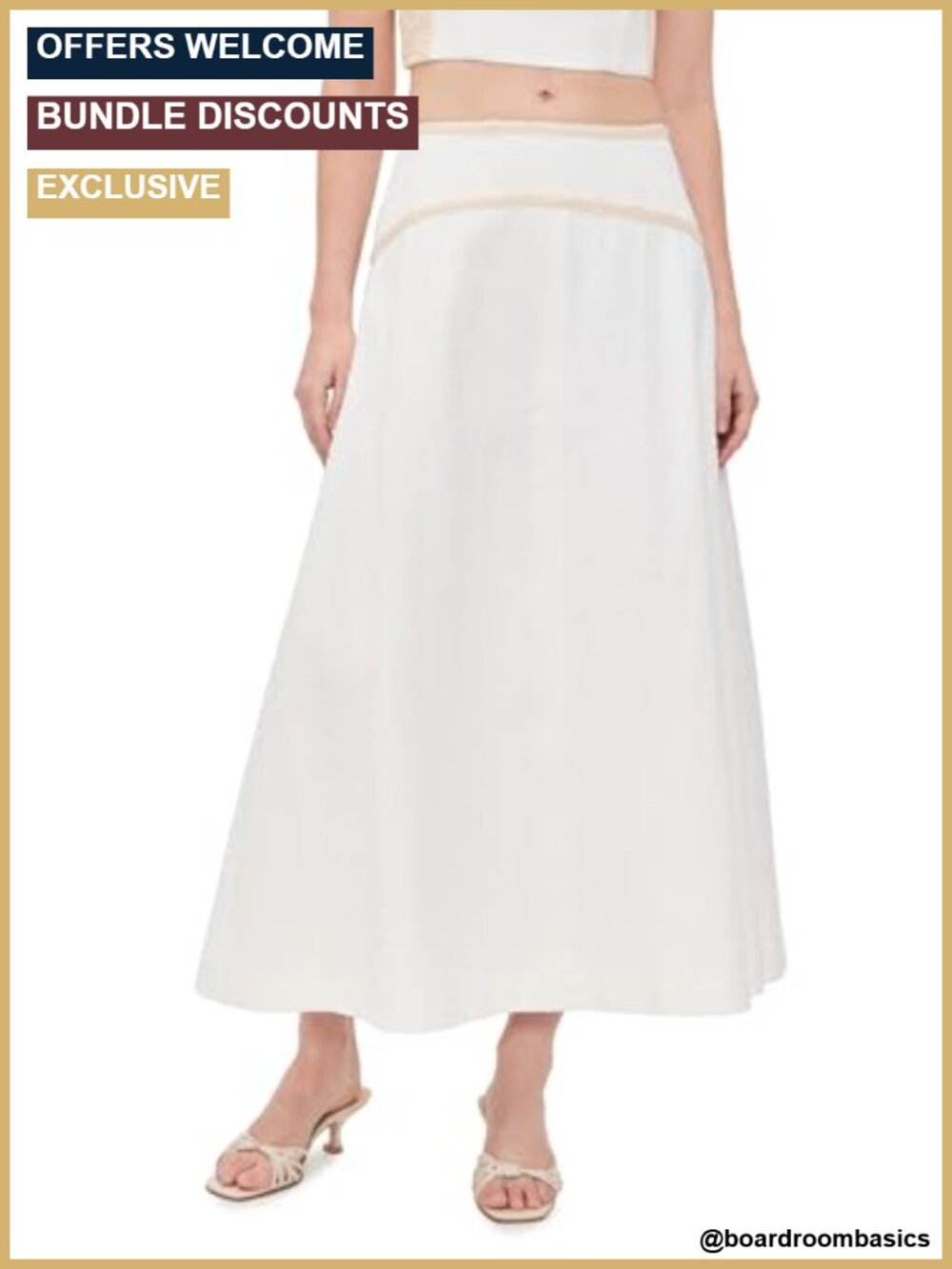 Mid-Weight Non-Stretch Slubbed Denim Wear to Work Skirt